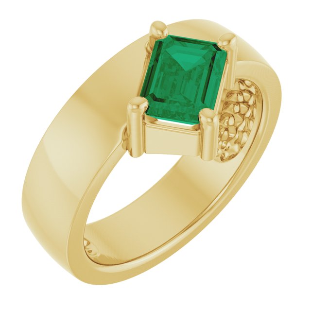 1.00ct Lab Grown Emerald Asymmetrical Ring in 14k Gold
