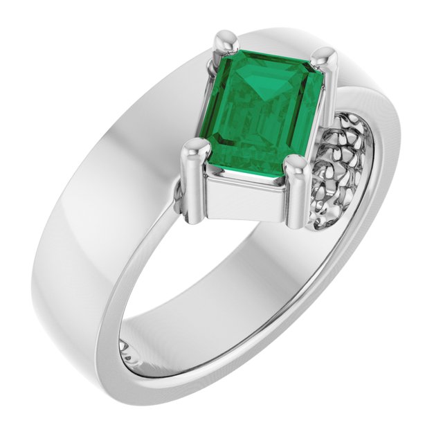 1.00ct Lab Grown Emerald Asymmetrical Ring in 14k Gold