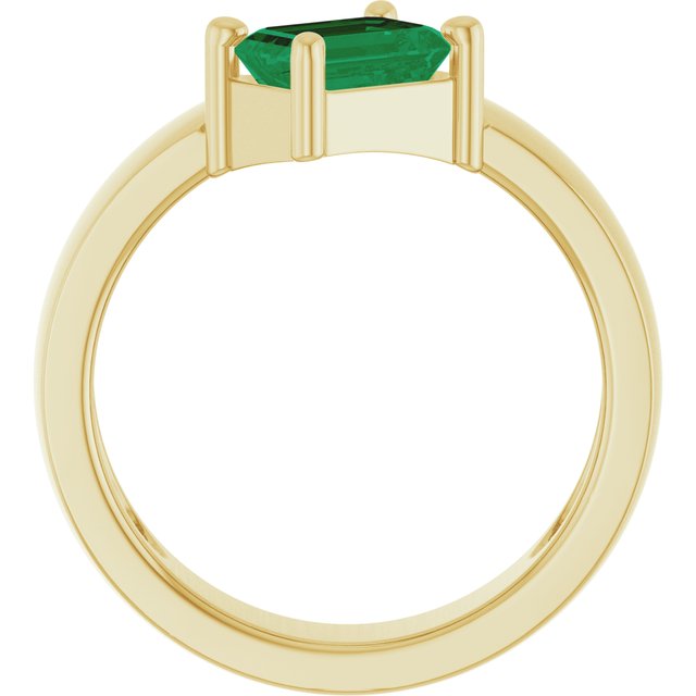 1.00ct Lab Grown Emerald Asymmetrical Ring in 14k Gold