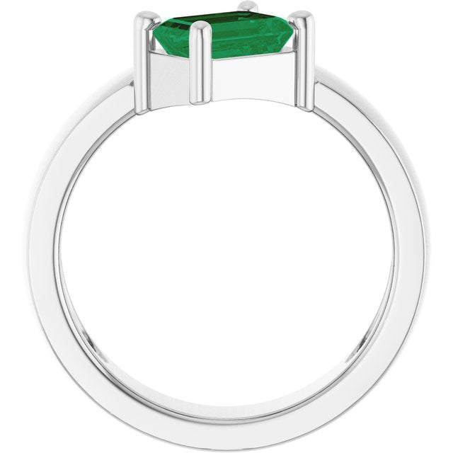 1.00ct Lab Grown Emerald Asymmetrical Ring in 14k Gold