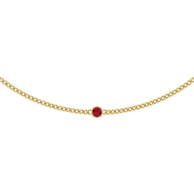 4mm Round cut Lab Grown Gemstone Curb Necklace in 14k Gold