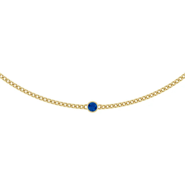 4mm Round cut Lab Grown Gemstone Curb Necklace in 14k Gold