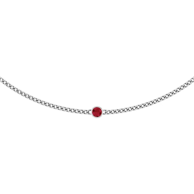 4mm Round cut Lab Grown Gemstone Curb Necklace in 14k Gold