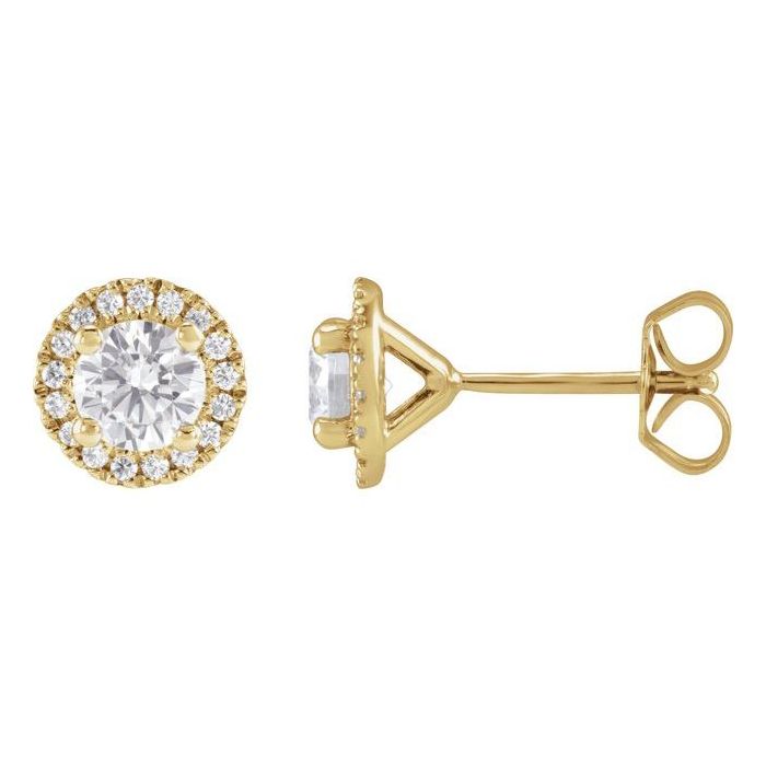 1.00ct Lab Grown Diamond Round Halo Earrings in 14k Gold