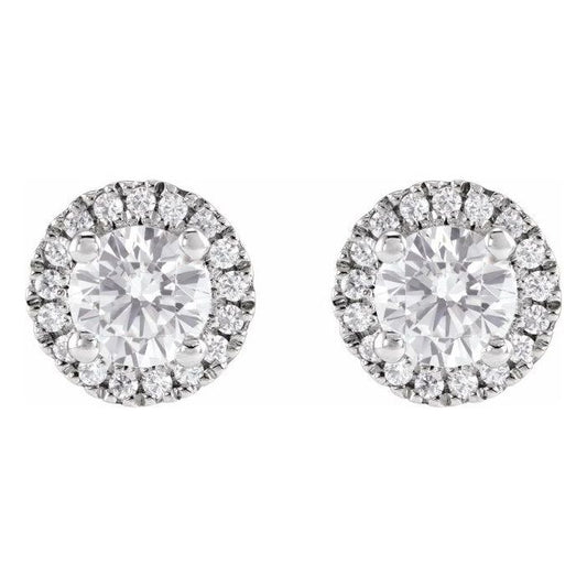 1.00ct Lab Grown Diamond Round Halo Earrings in 14k Gold