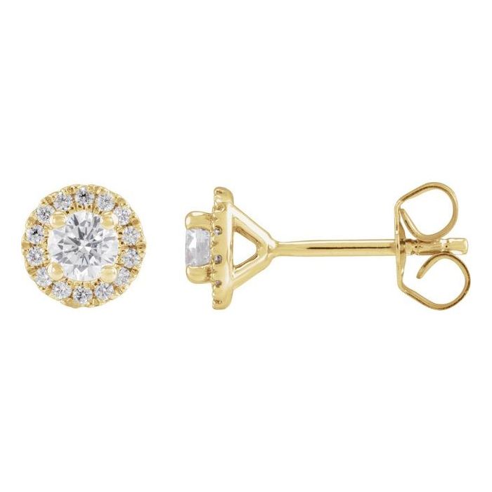 0.50ct Lab Grown Diamond Round Halo Earrings in 14k Gold