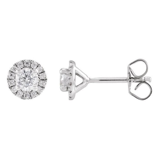 0.50ct Lab Grown Diamond Round Halo Earrings in 14k Gold