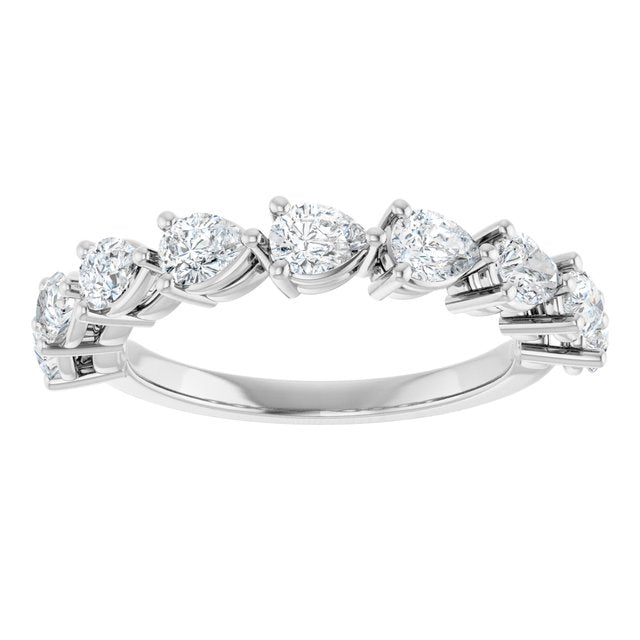 1.80ct Pear cut Lab Grown Diamond Half Eternity Ring