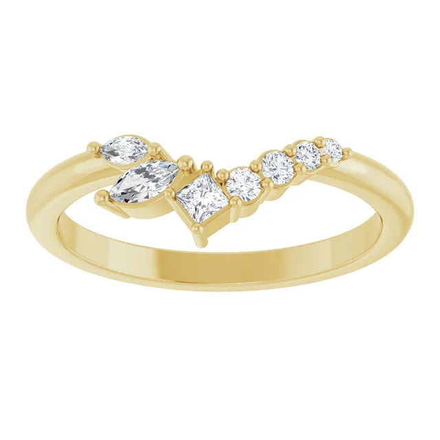 0.20ctw Marquise, Princess and Round Lab Grown Diamond Ring Enhancer Band