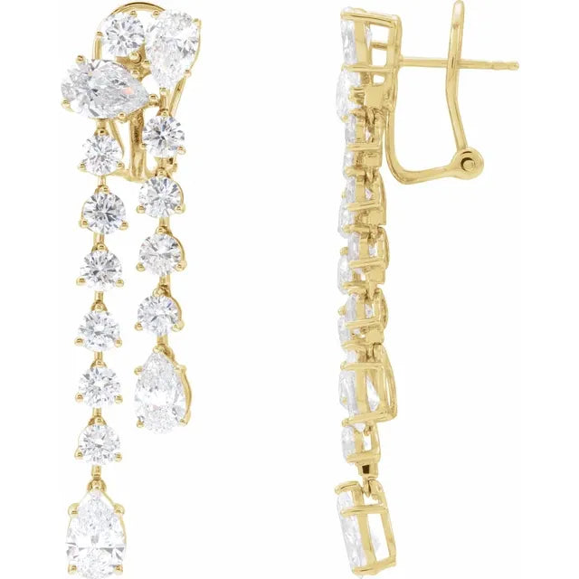 9.50ct Lab Grown Diamond Chandelier Drop Earrings in 14k Gold