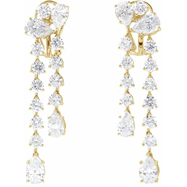 9.50ct Lab Grown Diamond Chandelier Drop Earrings in 14k Gold