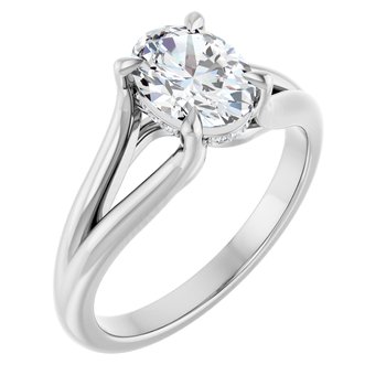 The Selena 1.06ct Oval cut Lab Grown Diamond Split Shoulder Solitaire Engagement Ring