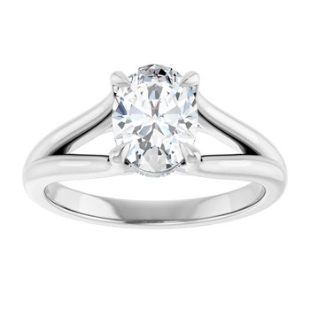 The Selena 1.06ct Oval cut Lab Grown Diamond Split Shoulder Solitaire Engagement Ring