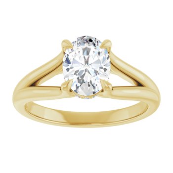 The Selena 1.06ct Oval cut Lab Grown Diamond Split Shoulder Solitaire Engagement Ring