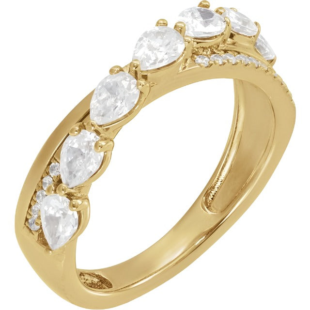 1.80ct Lab Grown Diamond Accented Chasing Pears Ring in 14k Gold