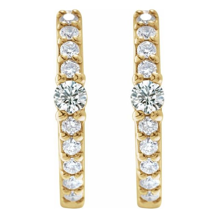 0.18ct Lab Grown Diamond Accented Hoop Earrings in 14k Gold