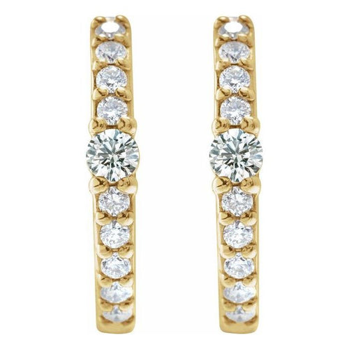 0.18ct Lab Grown Diamond Accented Hoop Earrings in 14k Gold