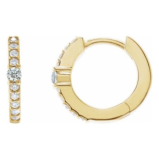 0.18ct Lab Grown Diamond Accented Hoop Earrings in 14k Gold