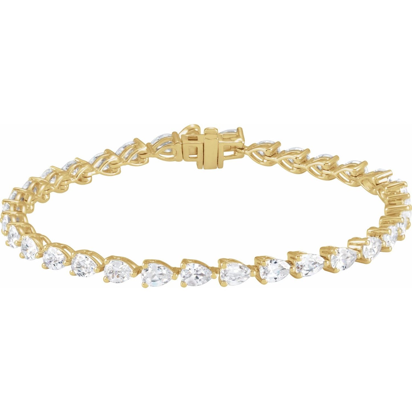 6.50ct Pear cut Lab Grown Diamond Tennis Bracelet in 14k Gold