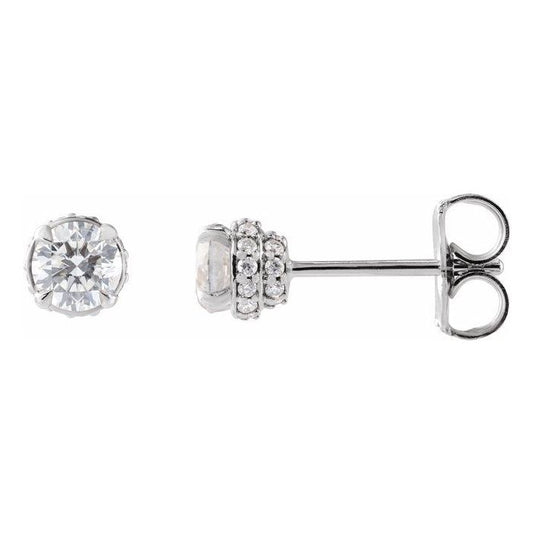 0.60ctw Lab Grown Diamond Round Hidden Halo Earrings in 14k Gold