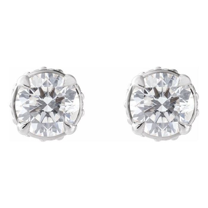 0.60ctw Lab Grown Diamond Round Hidden Halo Earrings in 14k Gold