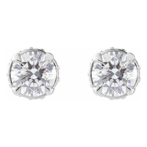0.60ctw Lab Grown Diamond Round Hidden Halo Earrings in 14k Gold
