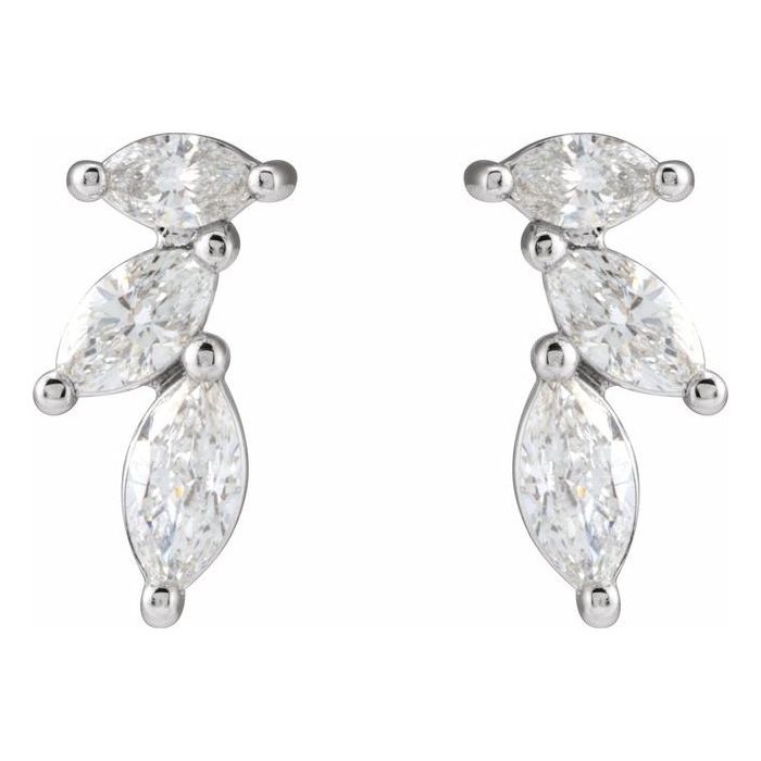 0.40ct Lab Grown Diamond Floral Marquise Earrings in 14k Gold