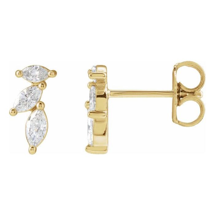 0.40ct Lab Grown Diamond Floral Marquise Earrings in 14k Gold