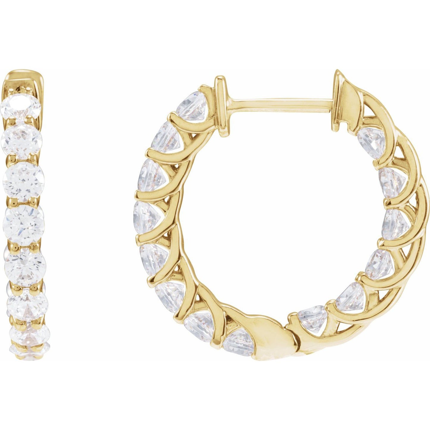 2.20ct Lab Grown Diamond Inside Out Hoops in 14k Gold