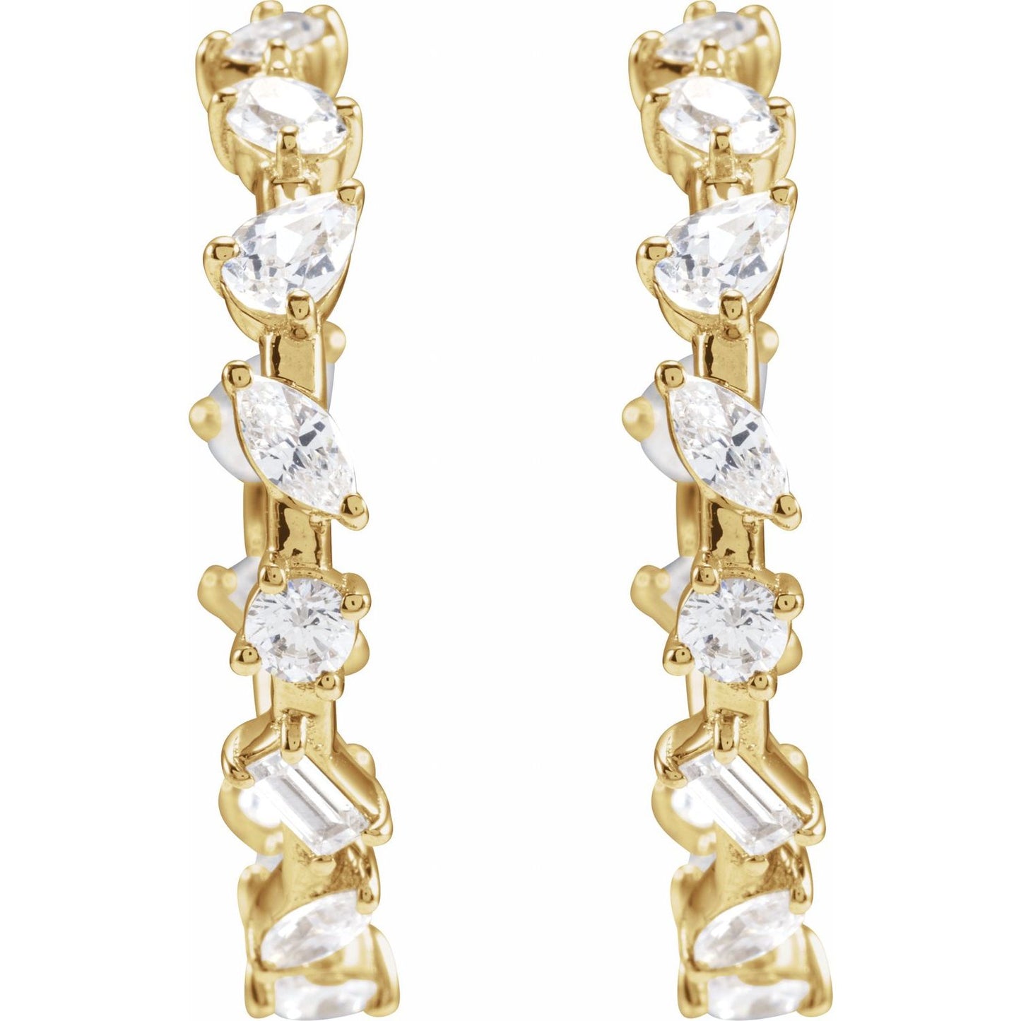 2.00ct Lab Grown Diamond Multishape Inside Out Hoops in 14k Gold