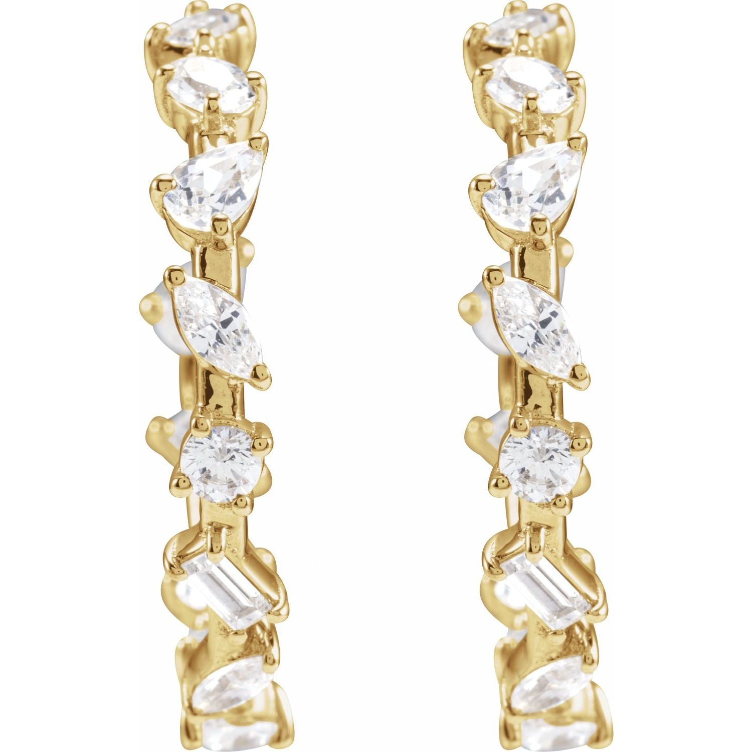 2.00ct Lab Grown Diamond Multishape Inside Out Hoops in 14k Gold