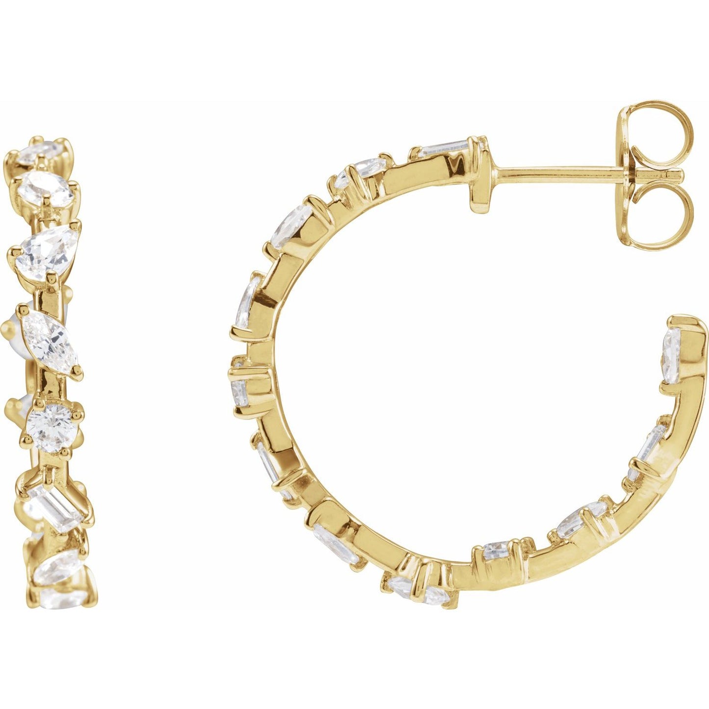 2.00ct Lab Grown Diamond Multishape Inside Out Hoops in 14k Gold