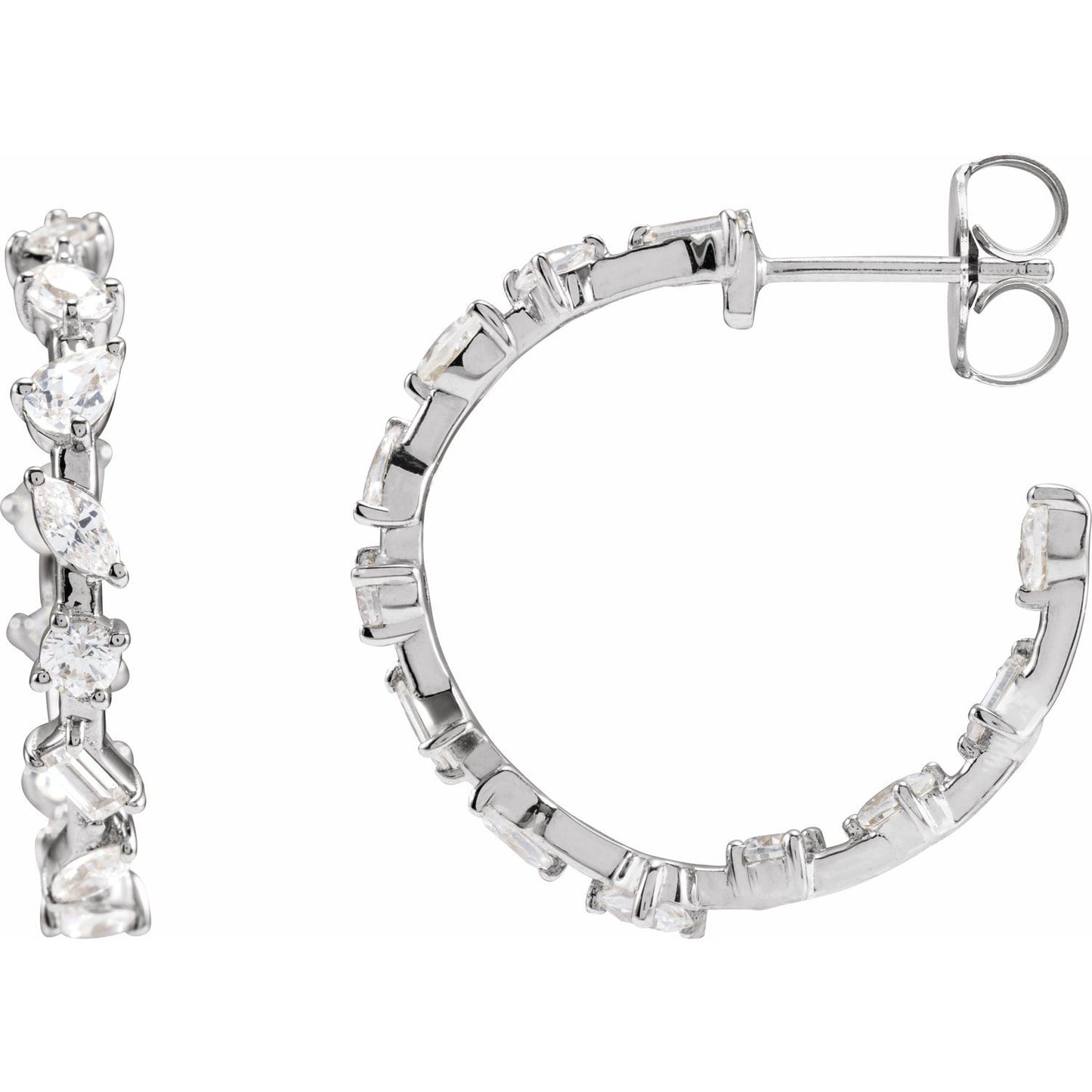 2.00ct Lab Grown Diamond Multishape Inside Out Hoops in 14k Gold