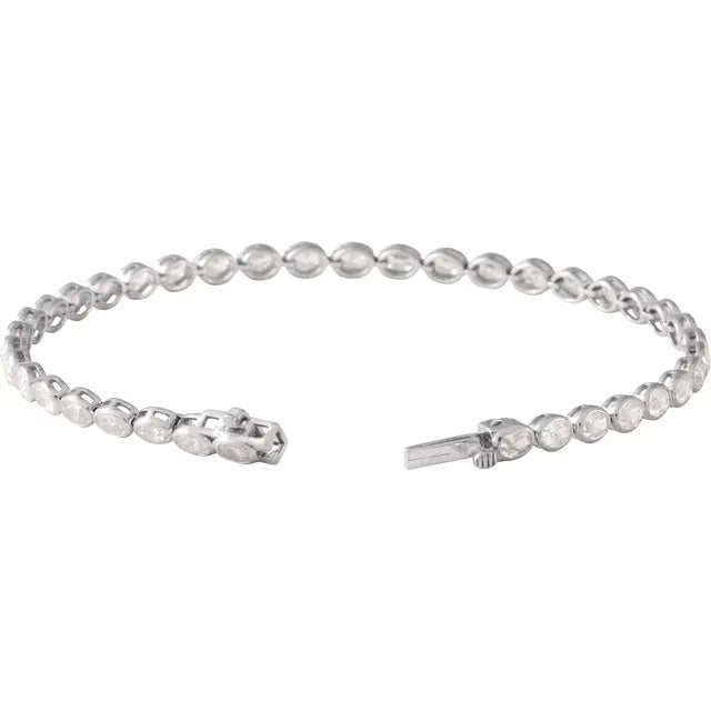 5.00ct Oval cut Lab Grown Diamond Bezel Set Tennis Bracelet in 14k Gold