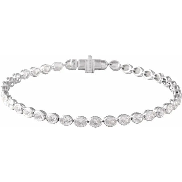 5.00ct Oval cut Lab Grown Diamond Bezel Set Tennis Bracelet in 14k Gold