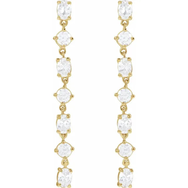 1.25ct Lab Grown Diamond Round and Oval Drop Earrings in 14k Gold