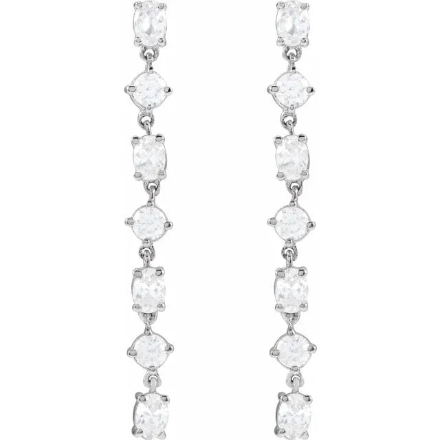 1.25ct Lab Grown Diamond Round and Oval Drop Earrings in 14k Gold