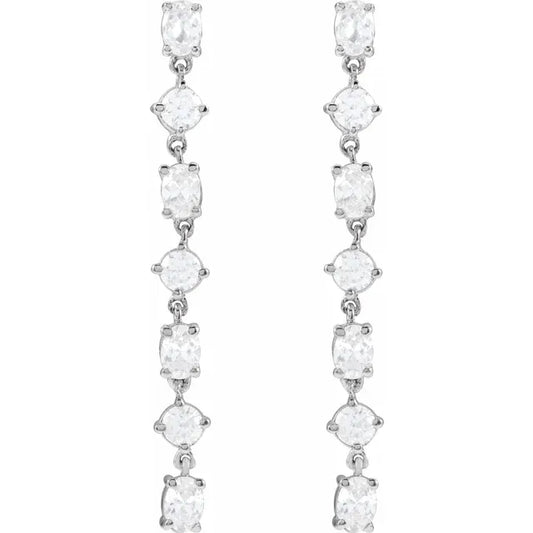 1.25ct Lab Grown Diamond Round and Oval Drop Earrings in 14k Gold