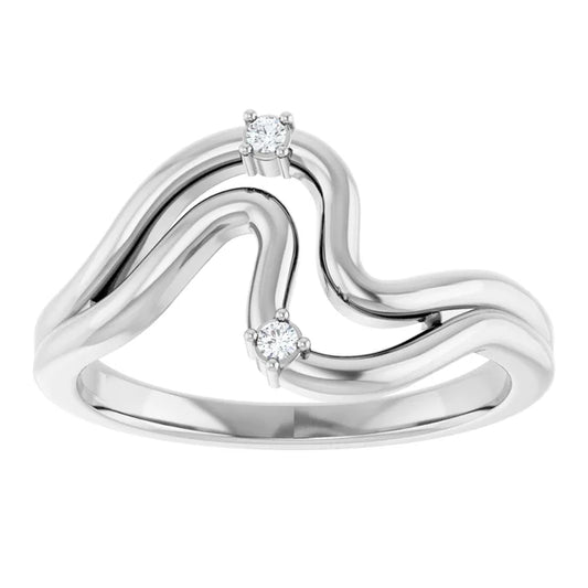 Scattered Round Lab Grown Diamond Double Wave Ring