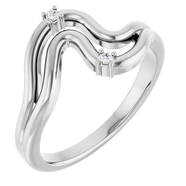 Scattered Round Lab Grown Diamond Double Wave Ring