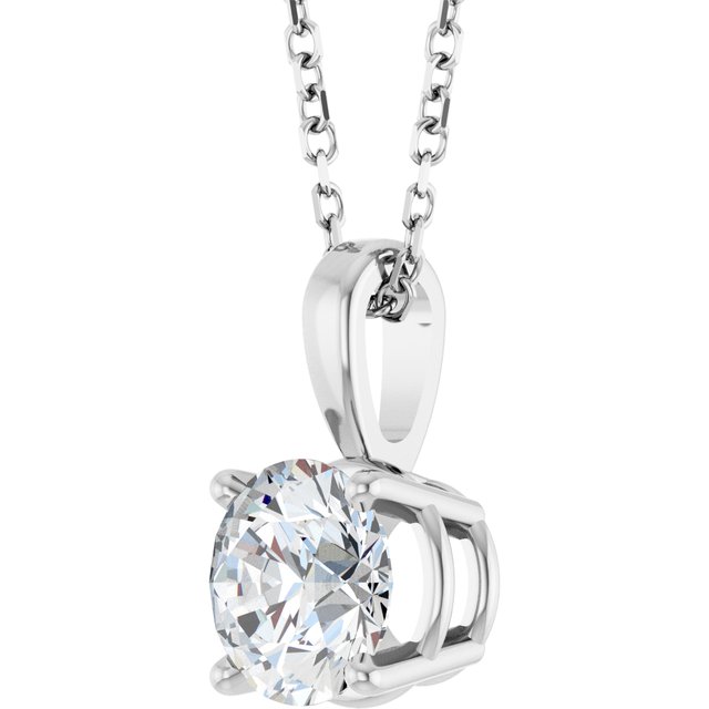 1ct Lab Grown Diamond Solitaire Necklace in 14k White Gold