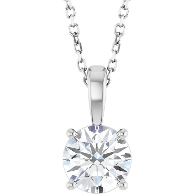 1ct Lab Grown Diamond Solitaire Necklace in 14k White Gold