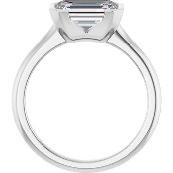 The Maria 2.00ct Emerald cut Lab Grown Diamond Solitaire Half Bezel Engagement Ring