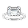 The Maria 2.00ct Emerald cut Lab Grown Diamond Solitaire Half Bezel Engagement Ring