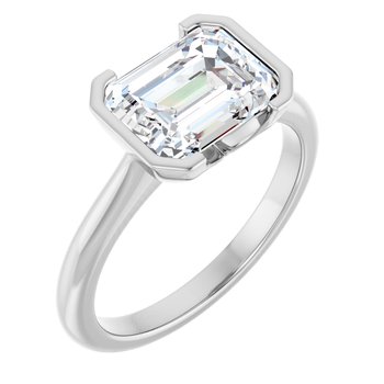 The Maria 2.00ct Emerald cut Lab Grown Diamond Solitaire Half Bezel Engagement Ring