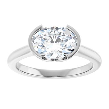 The Maria 2.00ct Oval cut Lab Grown Diamond Solitaire Half Bezel Engagement Ring