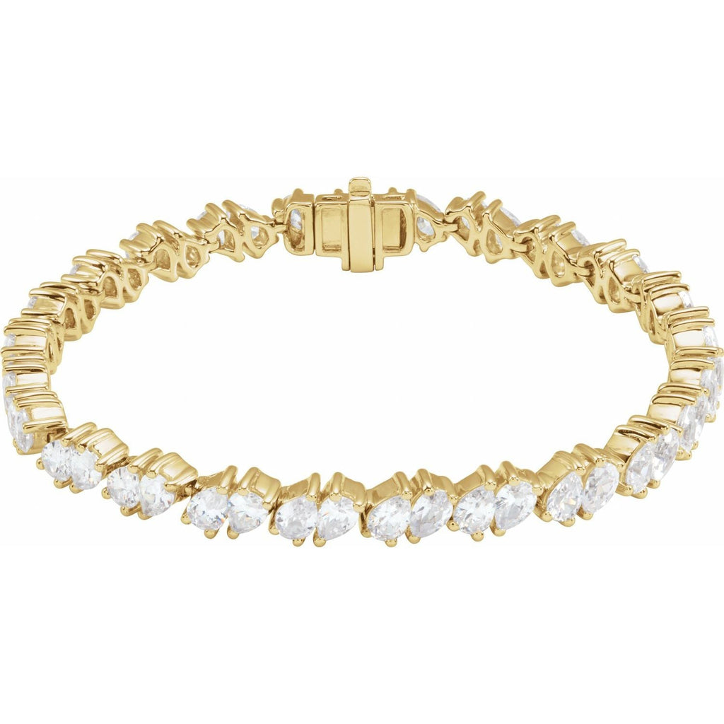 9.50ct Lab Grown Diamond Double Pears Tennis Bracelet in 14k Gold