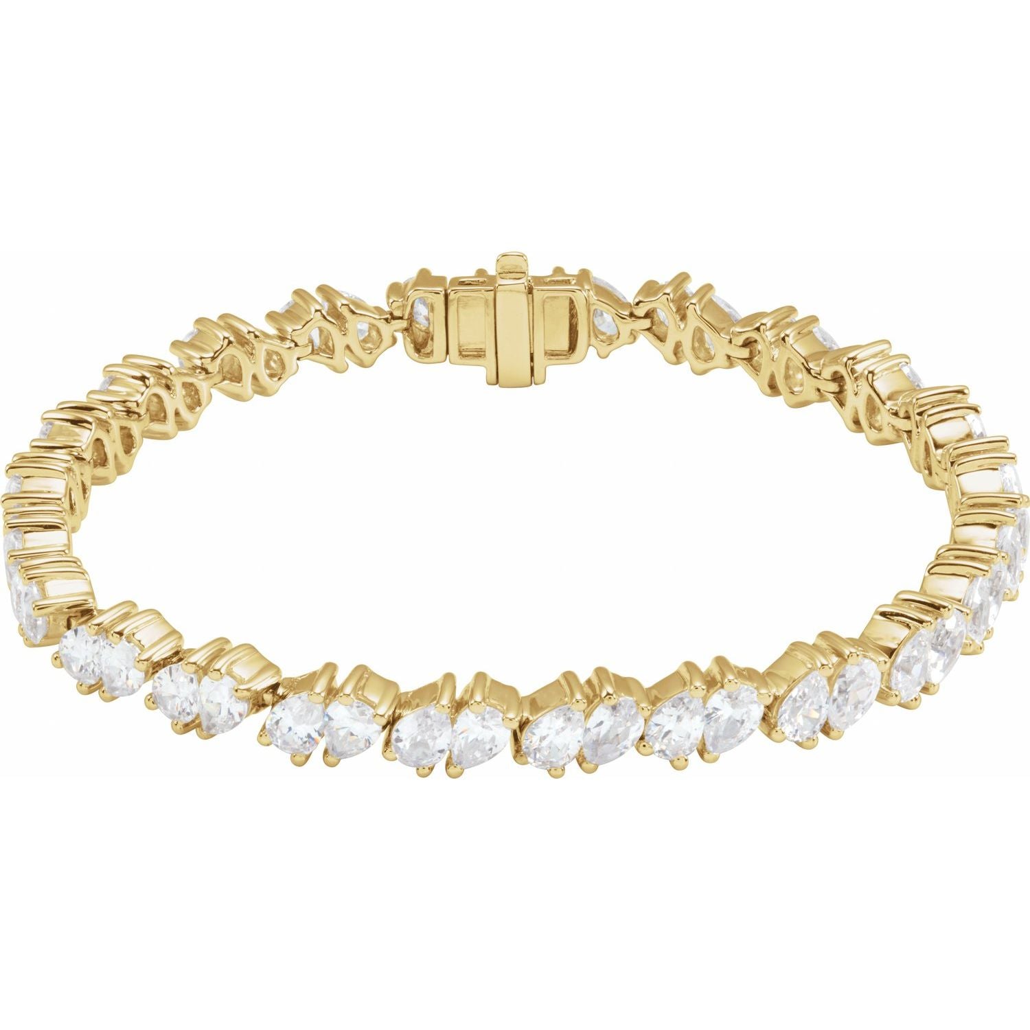 9.50ct Lab Grown Diamond Double Pears Tennis Bracelet in 14k Gold