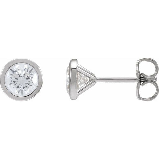 1.00ct Lab Grown Diamond Round Martini Bezel Earrings