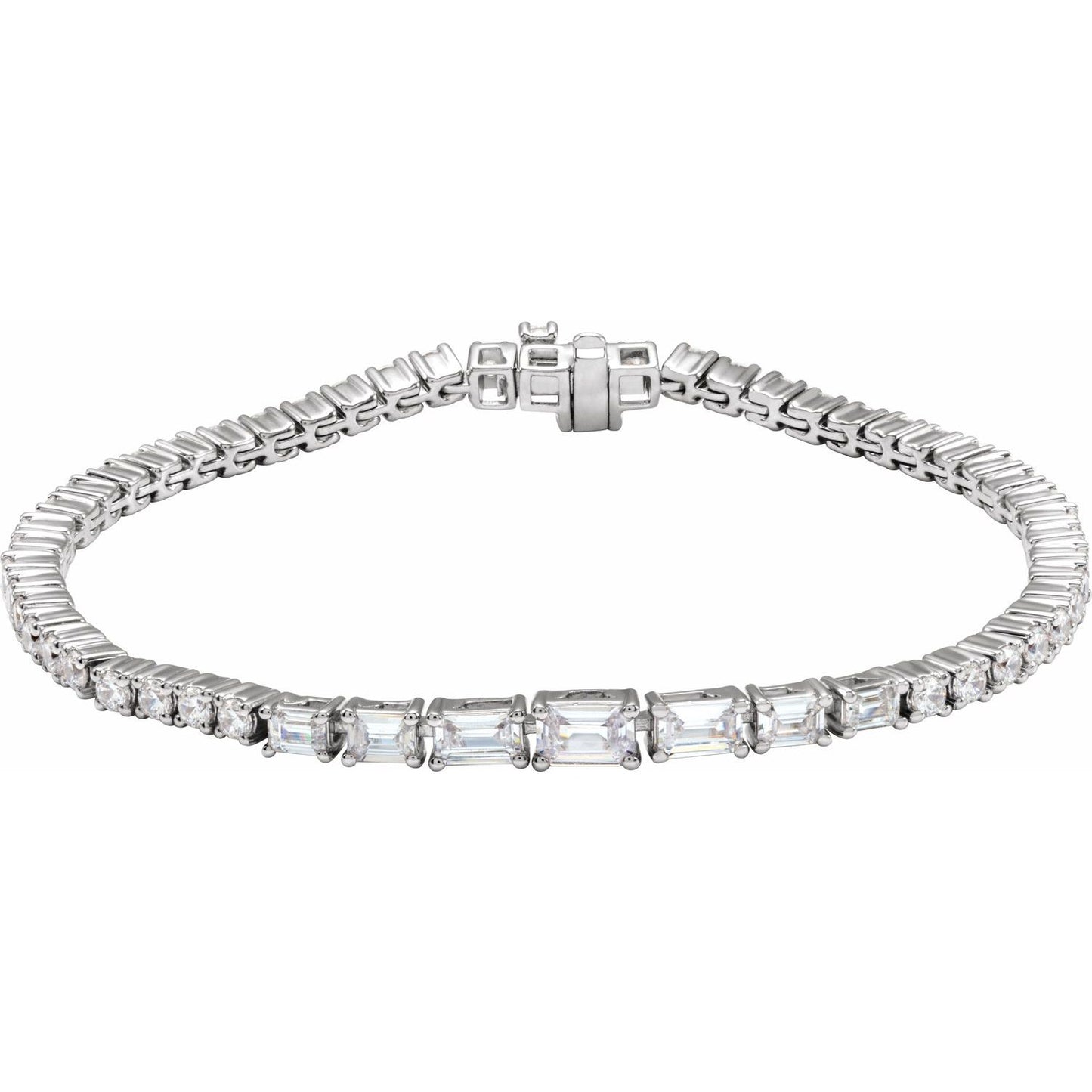 4.75ct Lab Grown Diamond Emerald cut East-West Graduated Tennis Bracelet in 14k Gold